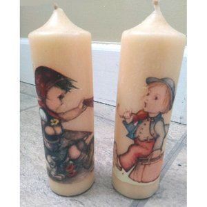 Two Vintage Hummel Pillar Candles
